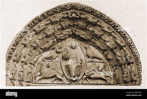 Chartres Cathedral, France in 1947 - A sculpture of Christ sitting in Majesty. - Cathédrale de ...