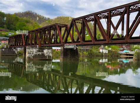 railroad bridge over the Gauley River in Gauley Bridge WV USA Stock ...