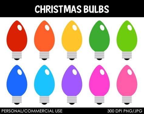 Christmas Bulbs Lights Digital Clip Art by MareeTruelove on Etsy