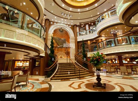 Luxury cruise ships have richly decorated interiors and public Stock ...