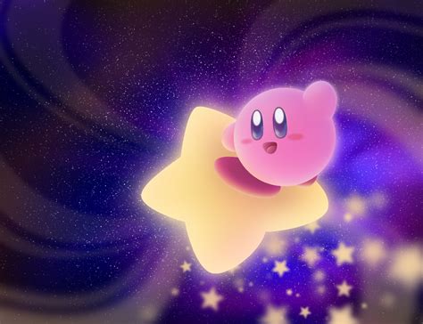 Kirby on a Warpstar - Good for backgrounds! : Kirby