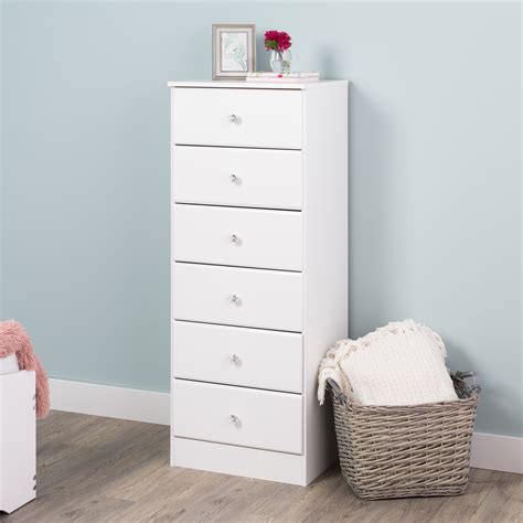 Prepac Astrid 6-Drawer Tall Chest with Acrylic Knobs, White - Walmart.com - Walmart.com