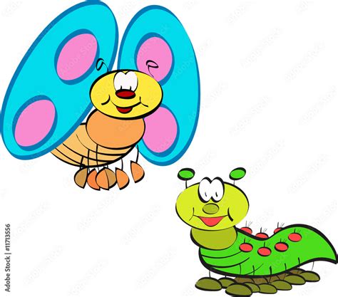 butterfly and caterpillar cartoon Stock Vector | Adobe Stock