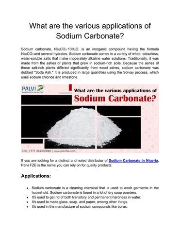 What are the various applications of Sodium Carbonate? by Palvi Fze - Issuu