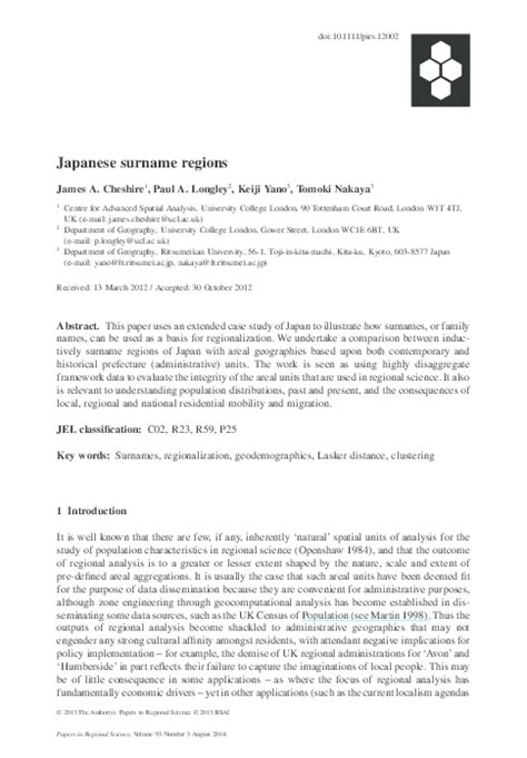 (PDF) Japanese surname regions