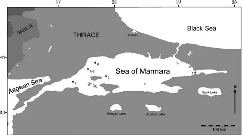 Map of the Sea of Marmara from which the sampling locations of the... | Download Scientific Diagram