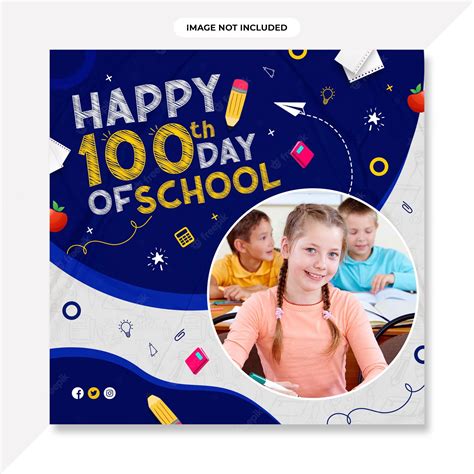 Premium PSD | Happy 100 days of school banner design.100 days of school social media banner or ...