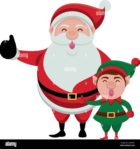 merry christmas santa claus and elf characters Stock Vector Image & Art ...