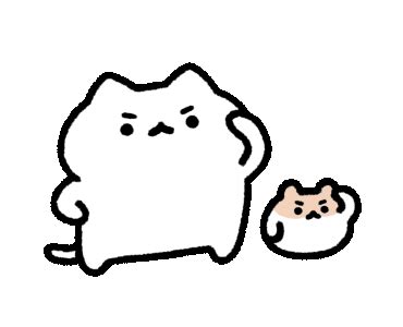 a drawing of a cat and a small dog sitting next to each other on a white background
