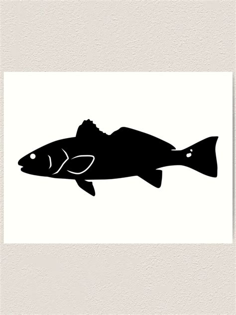 "Redfish Fish Silhouette (Black)" Art Print for Sale by SandpiperDesign | Redbubble