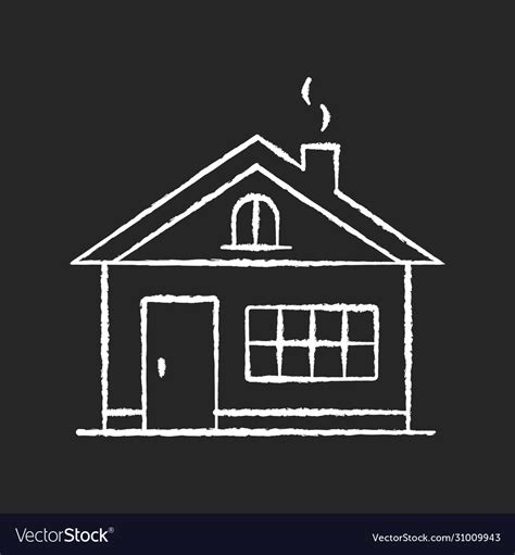 House chalk white icon on black background Vector Image