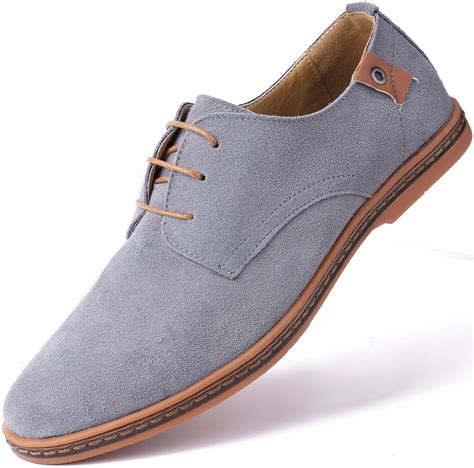 Marino Suede Oxford Dress Shoes for Men - Business Casual Shoes - Light Gray- 7.5 D(M) US ...