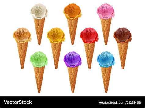 Various of ice cream flavor in cones blueberry Vector Image