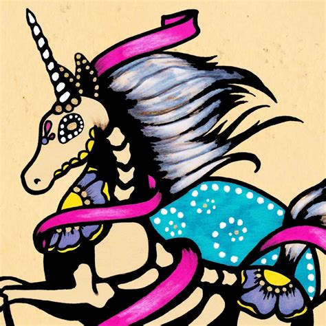 Day of the Dead UNICORN Tattoo Flash Art Print 5 x 7 8 x 10 | Etsy