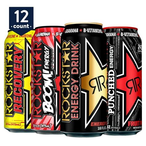 Rockstar Energy Drink, 4 Flavor Variety Pack, 16 fl oz, 12 Cans ...