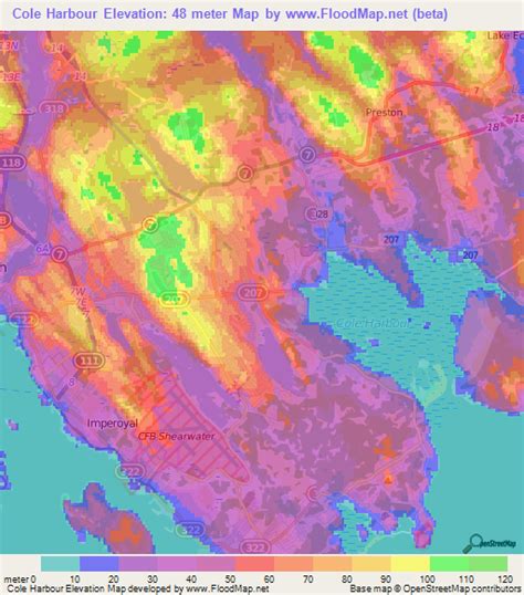 Elevation of Cole Harbour,Canada Elevation Map, Topography, Contour