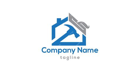 Premium Vector | A blue and white logo with a hammer and a hammer