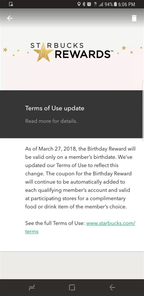 Use your Starbucks birthday reward on your birthday: One day only (Used to be 4 days ...