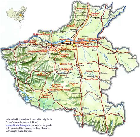 China Henan Travel Map - China Trekking Guide, Route, Map, Photo