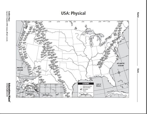 United States Landforms Map Worksheet