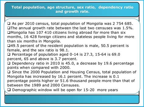 Mongolia 2010 population census main findings