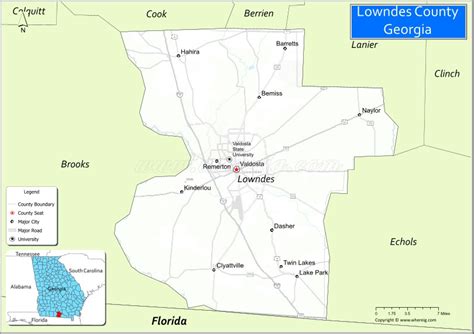 Map of Lowndes County, Georgia - Where is Located, Cities, Population ...