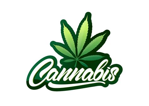 Cannabis in lettering style with leaf and gradient logo. Vector colourful emblem 2144674 Vector ...