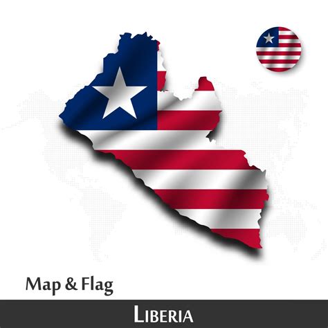 Liberia map and flag . Waving textile design . Dot world map background . Vector . 2815204 ...