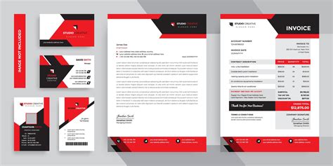 Black and Red Modern Business Stationery Template Set | Corporate stationery, Company letterhead ...