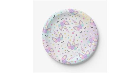 Unicorn Pink Glitter Paper Plate 7" Paper Plates | Zazzle