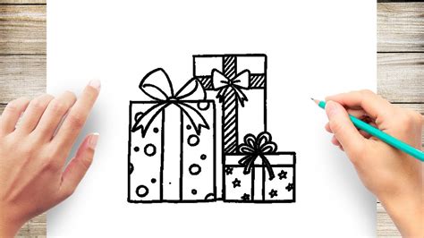 How To Draw Christmas Gift Step by Step - YouTube