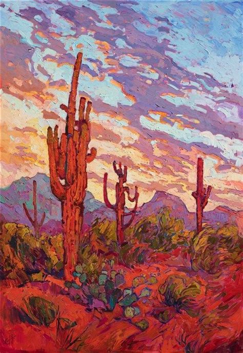 Scottsdale Saguaro desert commission oil painting by modern oil painter Erin Hanson | Desert art ...