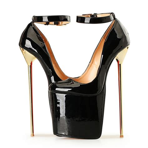 Black Patent Leather Platforms Gold Metal Sexy Stiletto Mens High Heels ...