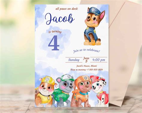 Chase Paw Patrol Editable Invitation Template – Sweet Moments Template