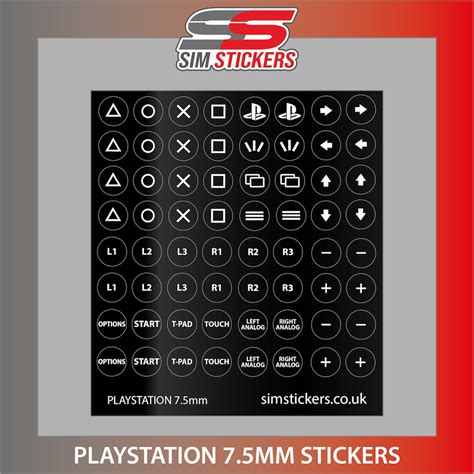 BLACK 7.5mm Round Playstation Stickers for Simulator Wheel/button Box ...