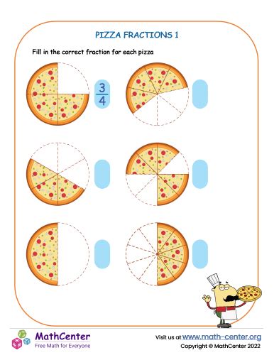 Pizza fractions 1 | Worksheets | Math Center