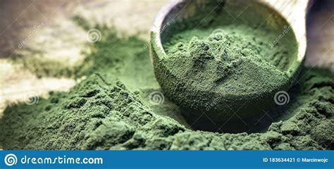 Green Algae in Powder - Chlorella, Spirulina Stock Image - Image of ...