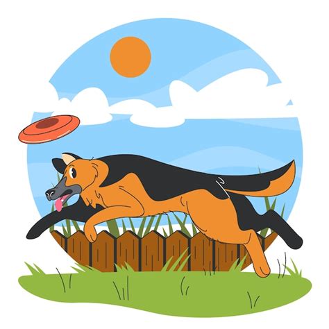 Free Vector | Hand drawn cartoon german shepherd illustration