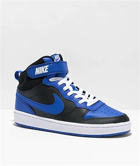 Nike Court Kids Borough Mid Black & Royal Blue Shoes