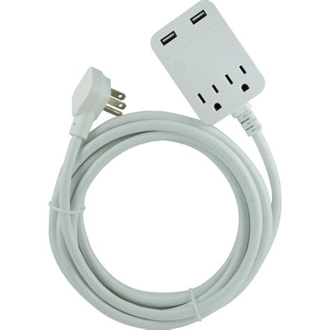 GE 8 ft. 2-Outlet 2-USB Extension Cord with Surge Protection-32177 - The Home Depot