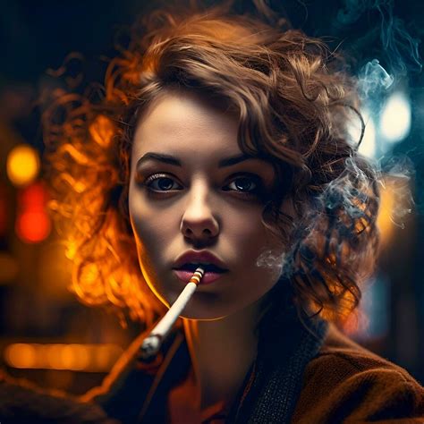 Portrait of a beautiful young woman smoking a cigarette on a dark background 25367290 Stock ...