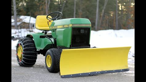 John Deere 400 Garden Tractor Snow Plowing Wet Snow 2018 - YouTube