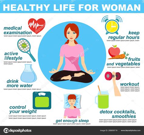 Illustration de Femme Mode Vie Sain Infographies Fitness Alimentation ...