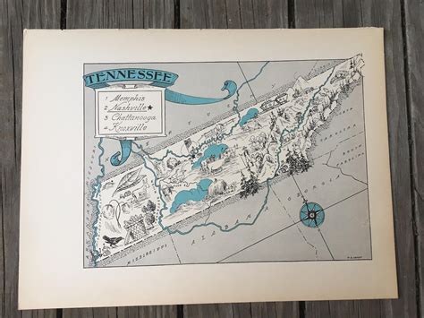 Vintage Tennessee Map Wall Art State Map Art Old Map | Etsy