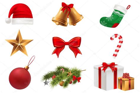 Christmas Symbols set. Colorful christmas icons isolated on white ...