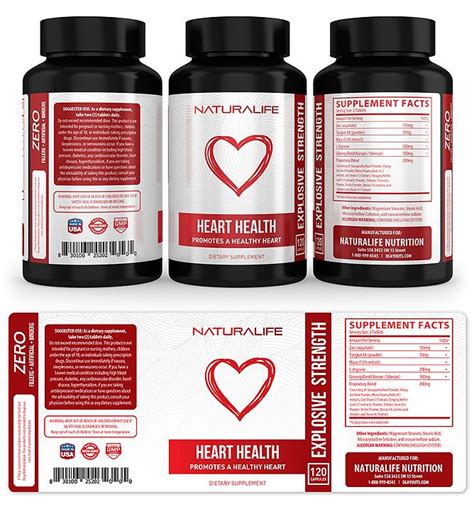 Heart Health Supplement Label Template Design | Supplements packaging ...