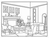 Living Room Around The House  Coloring Pages For Adults 1 Printable sketch template