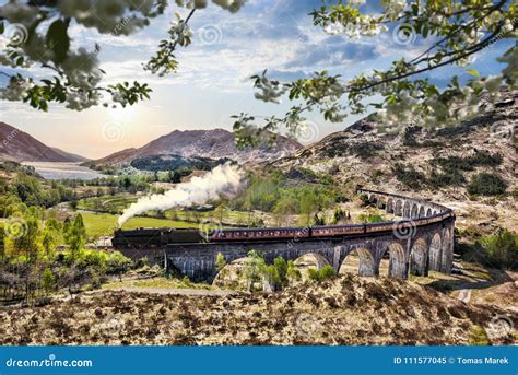 Glenfinnan Railway Viaduct in Scotland with the Jacobite Steam Train ...