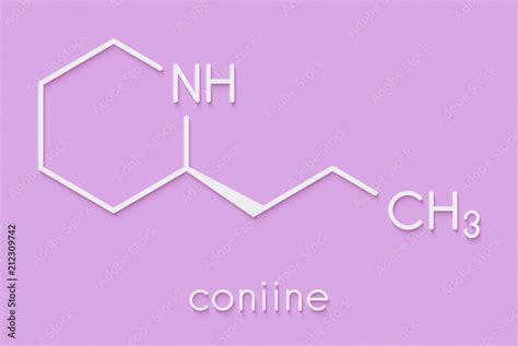 Coniine herbal toxin molecule. Present in poison hemlock (Conium ...