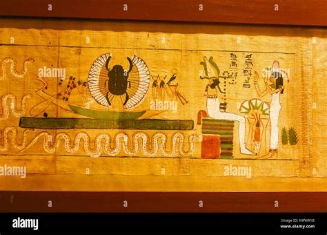 Ancient Egyptian papyrus scrolls on display in the Egyptian Museum of ...